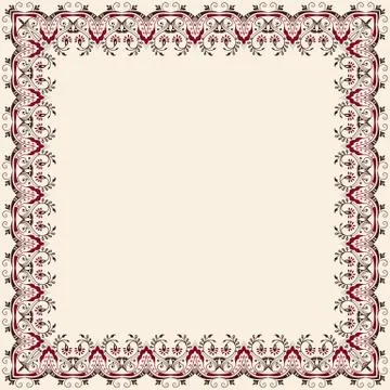 Vector fine floral square frame. Decorative element for invitations and cards Stock Illustration