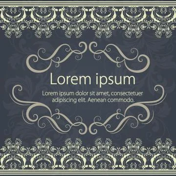 Vector fine floral square frame. Decorative element for invitations and cards Stock Illustration