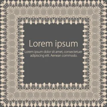 Vector fine floral square frame. Decorative element for invitations and cards Stock Illustration