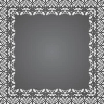 Vector fine floral square frame. Decorative element for invitations and cards Stock Illustration