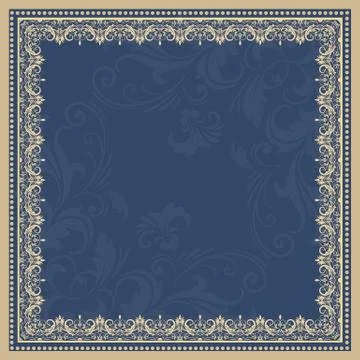 Vector fine floral square frame. Decorative element for invitations and cards Stock Illustration
