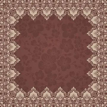 Vector fine floral square frame. Decorative element for invitations and cards Stock Illustration