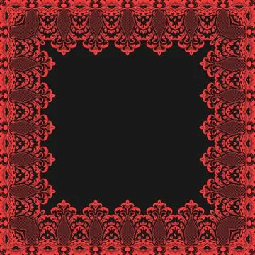 Vector fine floral square frame. Decorative element for invitations and cards Stock Illustration