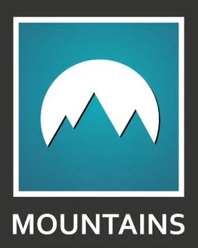 Vector fine mountains and sun abstract icon Stock Illustration