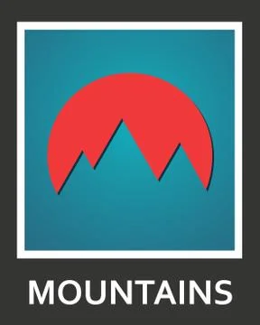 Vector fine mountains and sun abstract icon Stock Illustration