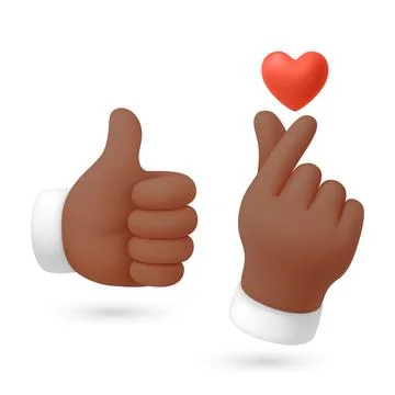 Vector Finger Heart Hand Gesture Icon Set. Korean Like Hand Gesture Vector Stock Illustration