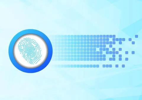 Vector : Finger print and abstract squares on blue background Stock Illustration