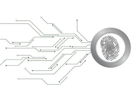 Vector : Finger print with electronic circuit background Stockillustratie