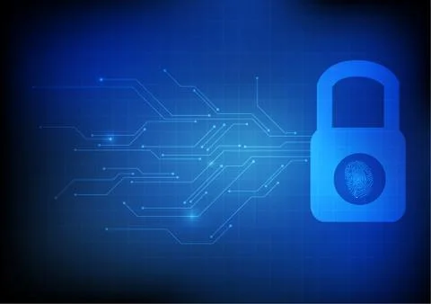 Vector : Finger print with electronic circuit background Stock Illustration