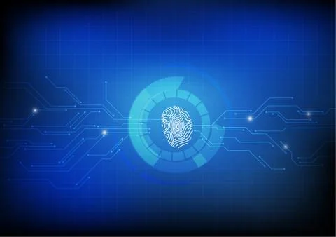 Vector : Finger print with electronic circuit background Illustrazione stock