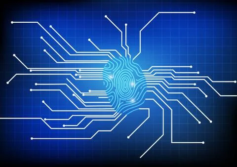 Vector : Finger print with electronic circuit background Stock Illustration