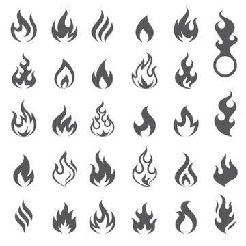Vector Fire and Flame icon set Stock Illustration