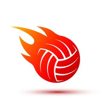 Vector fire ball logo design. Fiery volleyball ball. Illustrazione stock