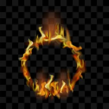 Vector fire circle. Ring of fire. Round fire frame. Flame Isolated over Stock Illustration