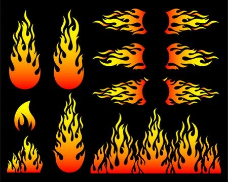 Vector fire flame design elements Stock Illustration