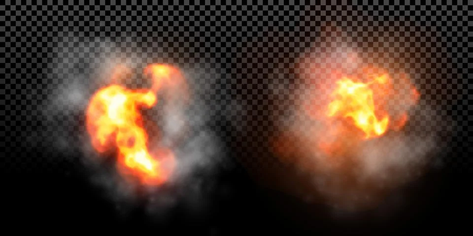 Vector fire flame explosion effect on black background 스톡 일러스트