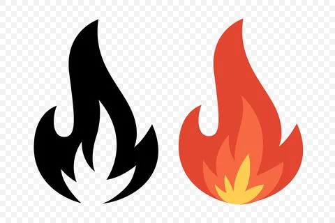 Vector Fire Flame Icon Set. Isolated Campfire, Bonfire, Flame Sign. Front View Stock Illustration