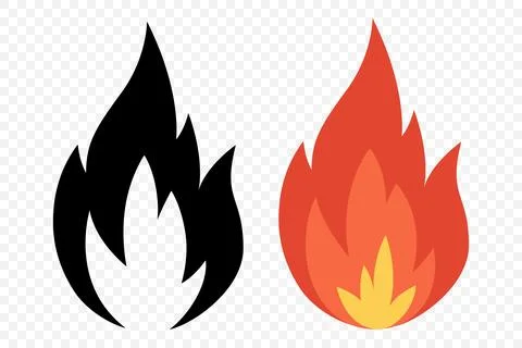 Vector Fire Flame Icon Set. Isolated Campfire, Bonfire, Flame Sign. Front View Illustrazione stock