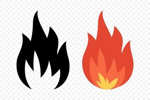 Vector Fire Flame Isolated Icon Set. Campfire, Bonfire, Flame Sign, Front View Stock Illustration