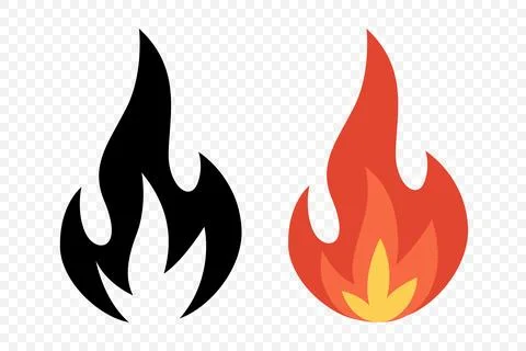 Vector Fire Flame Isolated Icon Set. Campfire, Bonfire, Flame Sign, Front View Stock Illustration