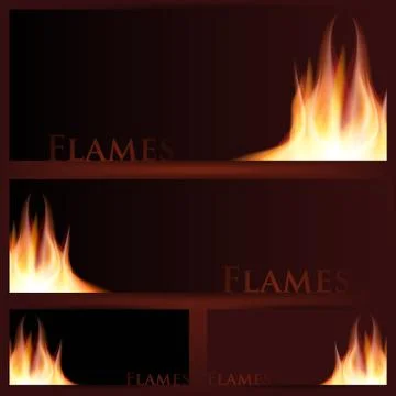 Vector of fire frames on black background Illustrazione stock