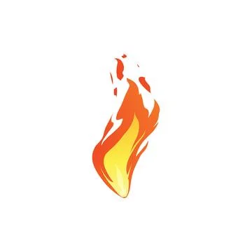 Vector fire icon with the effect of flames and sparks in bright yellow-orange Stock Illustration