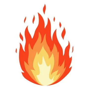 Vector Fire Icon Isolated on White Background. Cartoon Flames. Bonfire Logo. Hot Stock Illustration