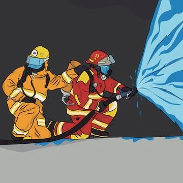 Vector fire man. Illustrazione stock