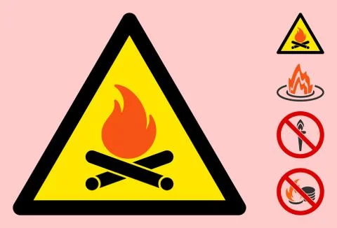 Vector Fire Place Warning Triangle Sign Icon Illustrazione stock