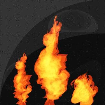 Vector Fire set isolated on granite background. Stock Illustration