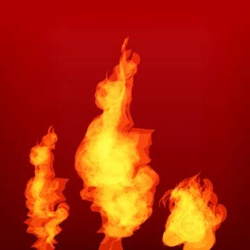 Vector Fire set isolated on red background. Stock Illustration