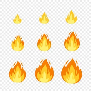 Vector fire sprites illustration for animation frames. Use in game development 스톡 일러스트