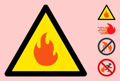 Vector Fire Warning Triangle Sign Icon Illustrazione stock