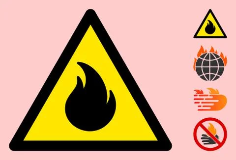 Vector Fire Warning Triangle Sign Icon Illustrazione stock
