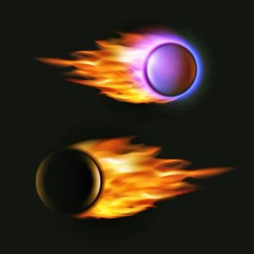 Vector fireball on black background. Flying projectile Stock Illustration