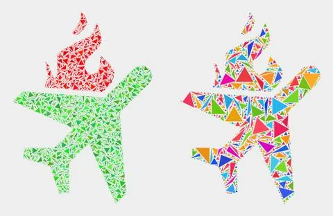 Vector Fired Airplane Mosaic Icon of Triangle Elements Stock Illustration