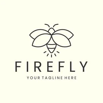 Vector firefly linear style logo illustration design icon template Stock Illustration
