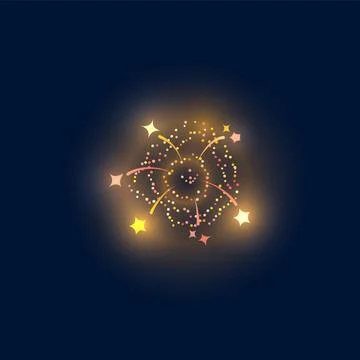 Vector fireworks in the form of a scattering of yellow and pink sparks and stars Ilustración de archivo