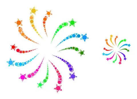 Vector Fireworks Salute Composition of Small Circles Stock Illustration