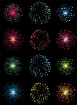 Vector fireworks set 库存插图