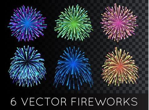 Vector Fireworks Set with transparency Stock Illustration