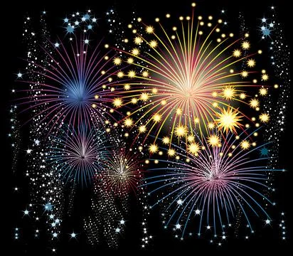 Vector fireworks in the sky Stock Illustration
