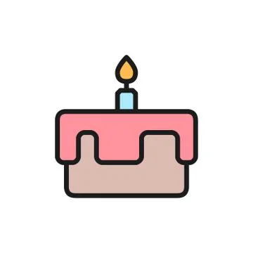 Vector first birthday cake flat color icon. Stock Illustration