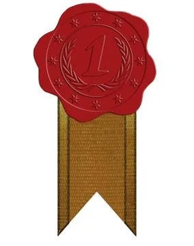 Vector first place red wax seal with ribbon Stock Illustration