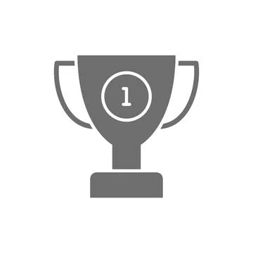 Vector first place trophy grey icon. Isolated on white background Stock Illustration