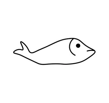 Vector fish with a black line. Simple food and cooking illustration Stock Illustration