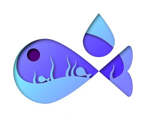 Vector fish in paper art style Stock Illustration