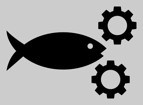 Vector Fish Processing Gears Icon Illustration Illustrazione stock