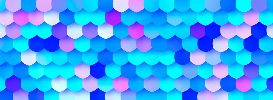 Vector fish scale pattern background. Blue holographic geometric backdrop Stock Illustration