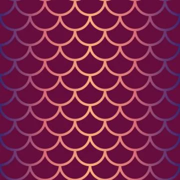 Vector fish scale repeat seamless pattern in peach and purple gradient. Merma Illustrazione stock